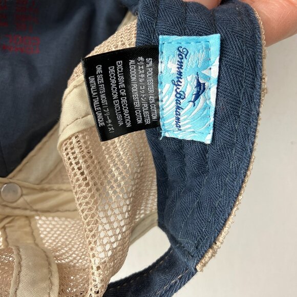 Tommy Bahama Blue Beige Mesh Embroidered Adjustable Hat Cap - Picture 8 of 8